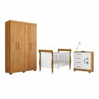 Quarto De Bebê Completo Com Guarda-roupa, Berço E Cômoda Manu