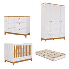 Quarto De Bebê Completo Com Guarda Roupa Cômoda Berço E Colch