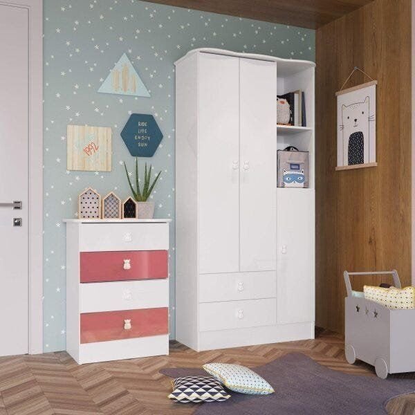 Quarto De Bebê Completo Com Guarda-roupa E Cômoda 377005 Espr
