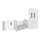 Quarto De Bebê Completo Com Guarda Roupas 3 Portas Cômoda E B