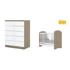 Quarto De Bebê Completo Cômoda 5 Gavetas Com Berço 3 Em 1 Abr