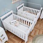 Quarto De Bebê Completo Gêmeos Com Guarda-roupa, 2 Berços E C