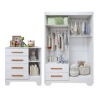 Quarto De Bebê Completo Gêmeos Com Guarda-roupa, 2 Berços E C