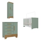 Quarto De Bebê Completo Guarda Roupa 3 Portas 2 Gavetas Com C