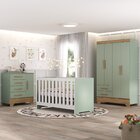 Quarto De Bebê Completo Guarda Roupa 4 Portas 2 Gavetas Com C