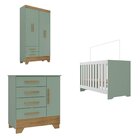 Quarto De Bebê Completo Guarda Roupa 4 Portas 2 Gavetas Com C