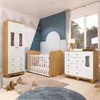Quarto De Bebê Completo Guarda Roupa Cômoda 3 Portas Janelada