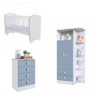 Quarto De Bebê Completo Guarda Roupa Cômoda E Berço Com Rodíz