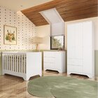 Quarto De Bebê Completo Guarda-roupa E Cômoda E Berço Minicam