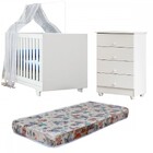 Quarto De Bebê Completo Lara 100% Mdf 4 Gavetas Branco 5353 -