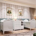 Quarto De Bebê Gêmeos 2 Berços E Cômoda Janelada 100% Mdf May