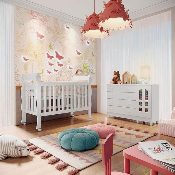 Quarto De Bebê Gran Selena Berço 3 Em 1 Lila Cômoda Infantil