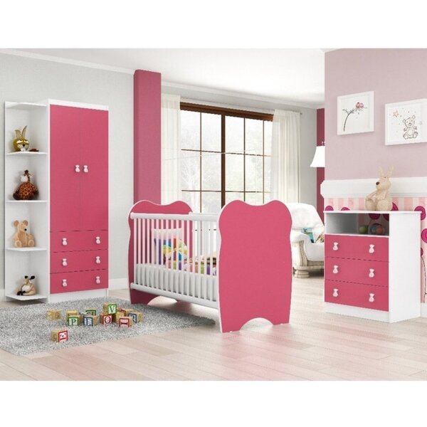 Quarto De Bebê Guarda Roupa 2 Portas 3 Gavetas Cômoda 3 Gavet