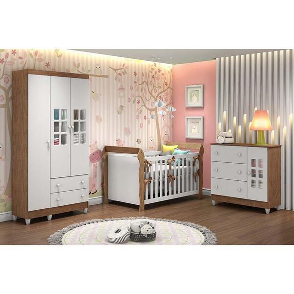 Quarto De Bebê Guarda Roupa 3 Portas Ariane Cômoda Com Fraldá