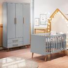 Quarto De Bebê Guarda Roupa 3 Portas Berço 3 Em 1 Retrô Ludmi