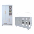 Quarto De Bebê Guarda Roupa 3 Portas E Berço Mini Cama 100% M
