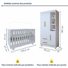 Quarto De Bebê Guarda Roupa 3 Portas E Berço Mini Cama 100% M