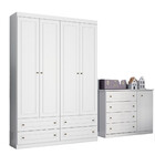 Quarto De Bebê Guarda-roupa 4 Portas 4 Gavetas E Cômoda 4 Gav
