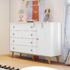 Quarto De Bebê Guarda Roupa 4 Portas Com Gavetas Cômoda 4 Gav