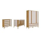 Quarto De Bebê Guarda-roupa 4 Portas Cômoda E Berço Arredonda