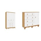 Quarto De Bebê Guarda-roupa 4 Portas E Cômoda 100% Mdf Nina E