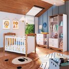 Quarto De Bebê Guarda Roupa Cômoda Com Janelas Losango E Berç