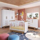 Quarto De Bebê Guarda Roupa Cômoda E Berço Americano Deby Ret