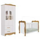 Quarto De Bebê Guarda-roupas 3 Portas Janeladas E Berço Minic