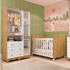Quarto De Bebê Guarda Roupas 3 Ptas 3 Gavetas E Berço100% Mdf