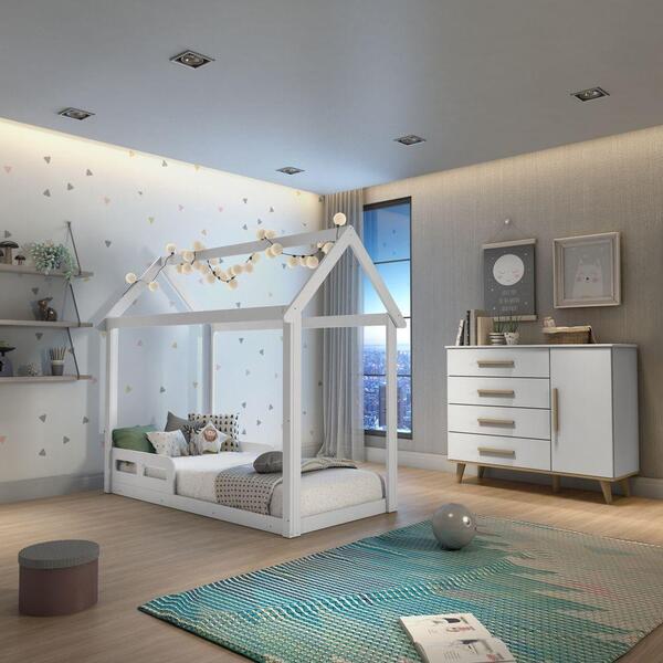 Quarto De Bebê Montessoriano Retrô Ludmila Cama Casinha Analu