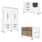 Quarto De Bebê Retrô Com Berço Cômoda E Guarda Roupa 100% Mdf