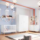 Quarto De Bebê Retrô Com Colchão Guarda Roupa 4p Cômoda Com P
