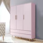 Quarto De Bebê Retrô Guarda Roupa 3 Portas Cômoda Berço Com C