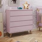 Quarto De Bebê Retrô Guarda Roupa 3 Portas Cômoda Berço Com C