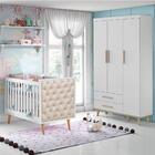 Quarto De Bebê Retrô Guarda Roupa 3 Portas Ludmila Berço Mini