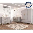 Quarto De Bebê Retrô Guarda Roupa Lorena Cômoda Berço 3 Em 1