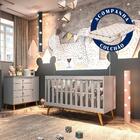 Quarto De Bebê Retrô Ludmila Com Colchão Berço 3 Em 1 Cômoda