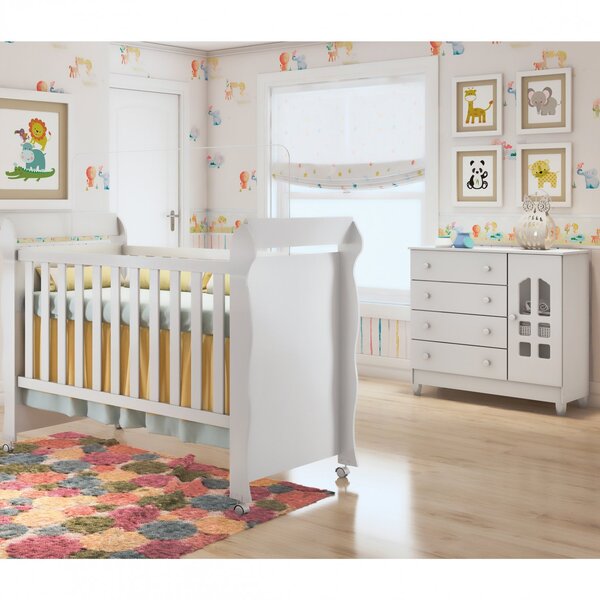 Quarto De Bebê Selena Com Cômoda E Berço Mirelle Carolina Móveis Branco  Brilho | Leroy Merlin