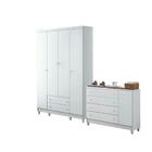 Quarto De Bebê Taís Guarda Roupa 4 Portas Com Gavetas Cômoda