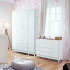 Quarto De Bebê Taís Guarda Roupa 4 Portas Com Gavetas Cômoda