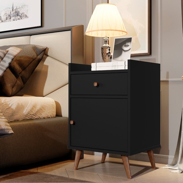 Quarto Estilo Retrô Pés Palito Mesa De Cabeceira 1 Gaveta 1 P