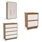 Quarto Guarda-roupa 3 Portas Cômoda 4 Gavetas Mesa De Cabecei