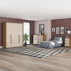 Quarto Guarda-roupa 4 Portas Cômoda 8 Gavetas Mesa De Cabecei