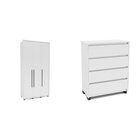 Quarto Guarda Roupas 3 Portas Cômoda 4 Gavetas Branco