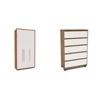 Quarto Guarda Roupas 3 Portas Cômoda 5 Gavetas Freijó/off Whi