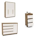 Quarto Guarda Roupas 4 Portas Cômoda 4 Gavetas 1 Porta 1 Mesa
