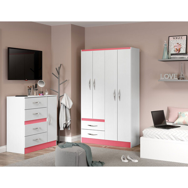 Quarto Infantil 02 Pçs Branco Azul Ou Branco Rosa A08q Menu