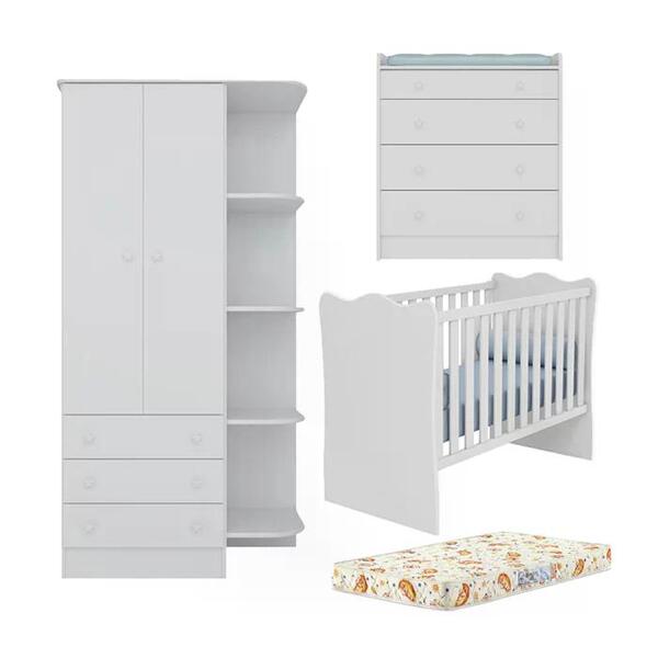 Quarto Infantil 03 Peças Doce Sonho 1x2523x825 Com Colchao Qm