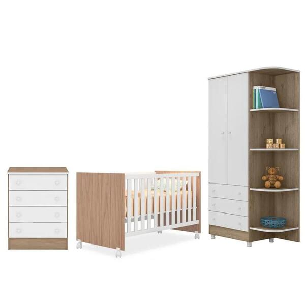 Quarto Infantil Berço Mini Cama Americano Carvalho/branco - Q
