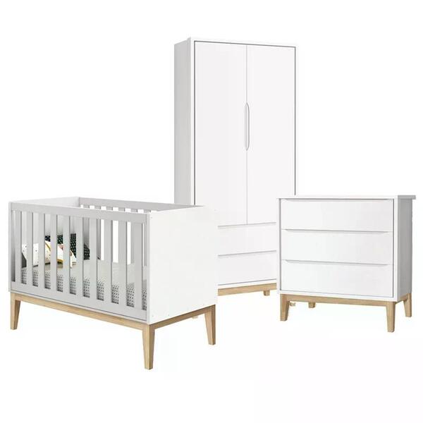 Quarto Infantil Classic 2 Portas Com Pés Madeira Natural - Re